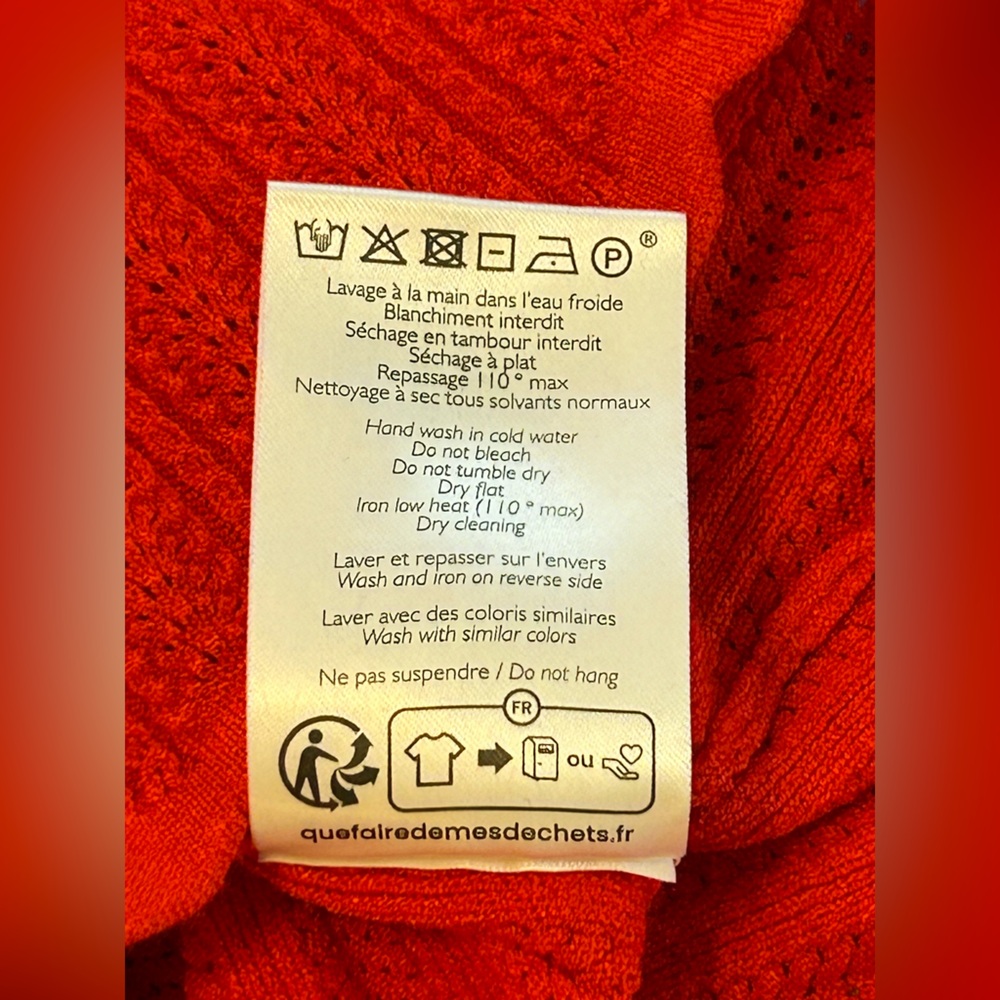 Sézane Red Cloe Jumper Size M Like New - Great for Warm Weather- SO flattering! - Picture 9 of 9